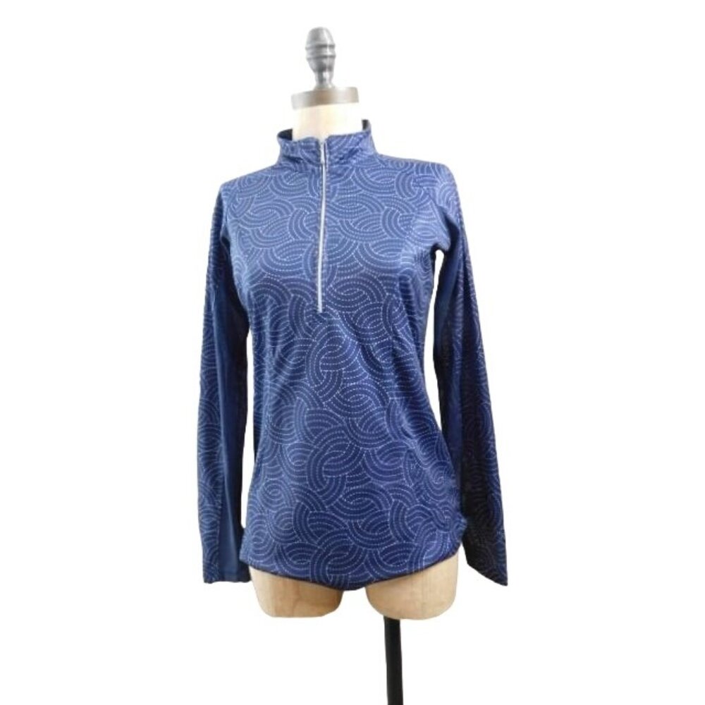 Pebble Beach Size XS Navy Blue White Partial Zip Golf Sporty Top